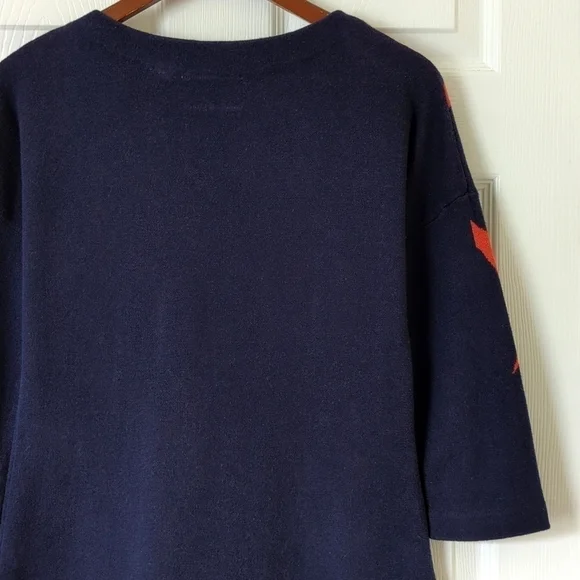 Field Flower Anthropologie Megara Floral Quarter Sleeve Tunic Sweater Navy XS - Picture 12 of 13